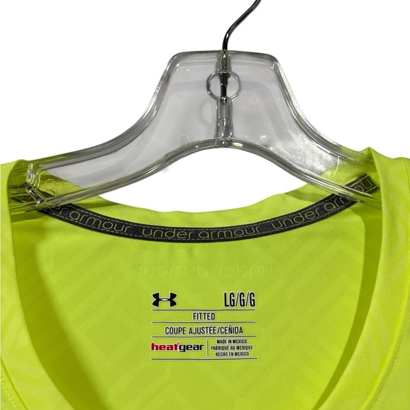 Under Armour, HeatGear Neon Yellow Running Gym Athletic Shirt Women, Large - Picture 3 of 9